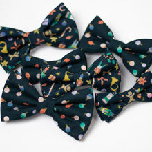 Load image into Gallery viewer, Christmas dog bow tie | festive holiday print on dark navy