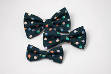 Load image into Gallery viewer, Christmas dog bow tie | festive holiday print on dark navy