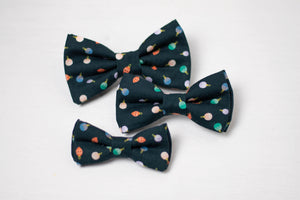 Christmas dog bow tie | festive holiday print on dark navy