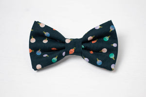 Christmas dog bow tie | festive holiday print on dark navy