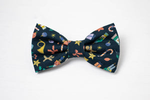 Christmas dog bow tie | festive holiday print on dark navy