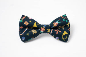 Christmas dog bow tie | festive holiday print on dark navy