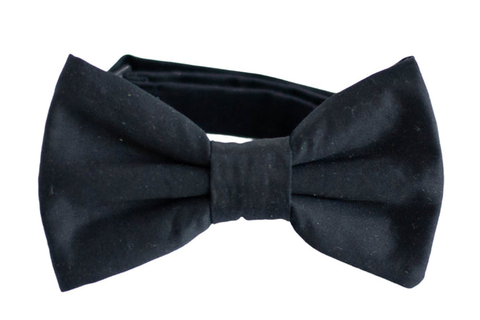 classic solid black bow tie