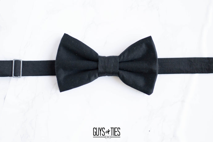 classic solid black bow tie