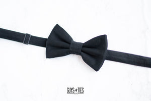 classic solid black bow tie