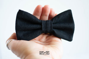 classic black 100% linen bow tie