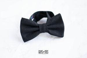 classic black 100% linen bow tie