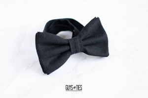 classic black 100% linen bow tie