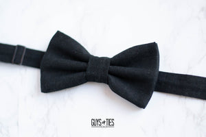 classic black 100% linen bow tie