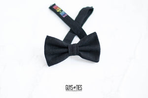 classic black 100% linen bow tie