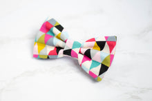 Load image into Gallery viewer, colorful geometric dog bow tie