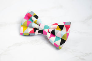 colorful geometric dog bow tie