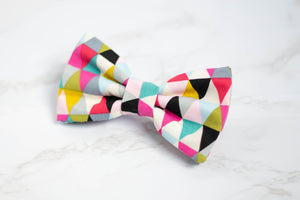 colorful geometric dog bow tie