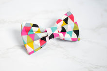 Load image into Gallery viewer, colorful geometric dog bow tie