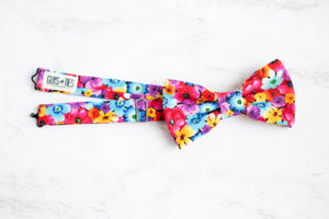 rainbow floral bow tie