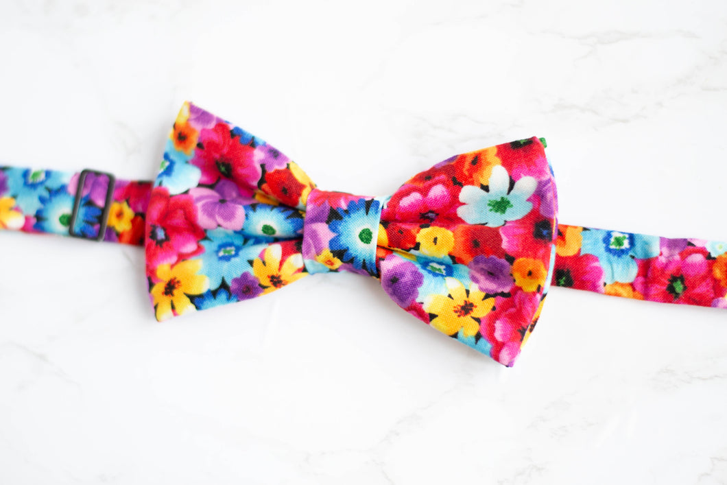 rainbow floral bow tie