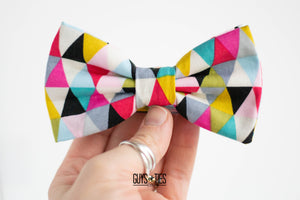 colorful geometric triangle bow tie