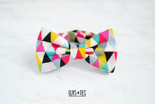 Load image into Gallery viewer, colorful geometric triangle bow tie