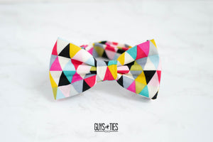 colorful geometric triangle bow tie