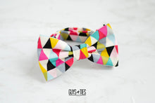 Load image into Gallery viewer, colorful geometric triangle bow tie