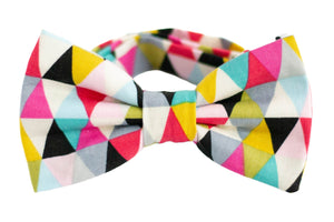 colorful geometric triangle bow tie