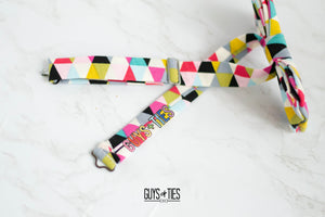 colorful geometric triangle bow tie