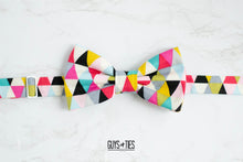 Load image into Gallery viewer, colorful geometric triangle bow tie