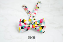 Load image into Gallery viewer, colorful geometric triangle bow tie