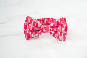 coral pink art smudge bow tie