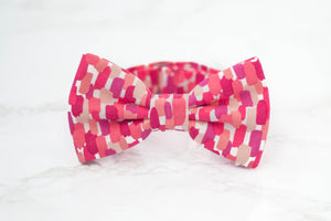 coral pink art smudge bow tie