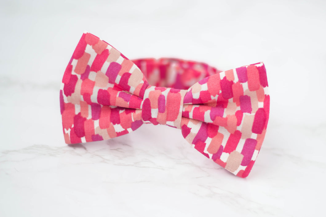 coral pink art smudge bow tie