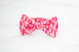 coral pink art smudge bow tie