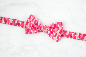 coral pink art smudge bow tie