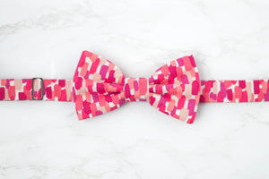 coral pink art smudge bow tie