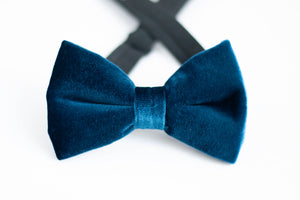 dark teal blue velvet bow tie