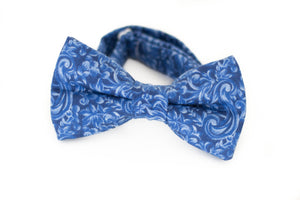 blue paisley floral bow tie