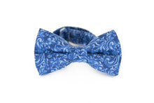 Load image into Gallery viewer, blue paisley floral bow tie