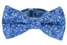 Load image into Gallery viewer, blue paisley floral bow tie