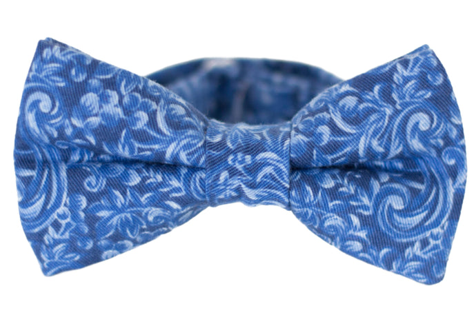 blue paisley floral bow tie