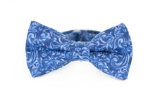 Load image into Gallery viewer, blue paisley floral bow tie