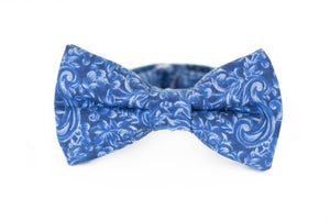 blue paisley floral bow tie