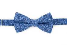 Load image into Gallery viewer, blue paisley floral bow tie