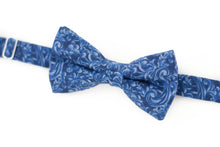 Load image into Gallery viewer, blue paisley floral bow tie