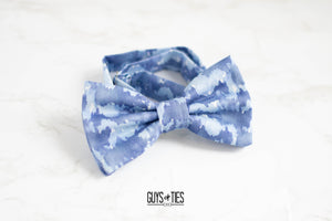 dusty blue gray smudge bow tie