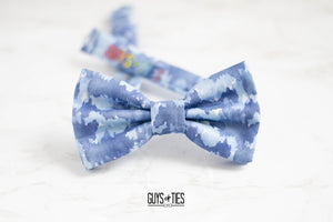 dusty blue gray smudge bow tie