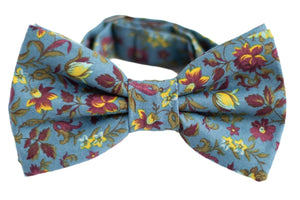 blue floral bow tie