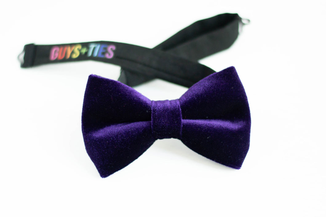 eggplant purple velvet bow tie