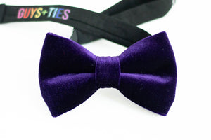 eggplant purple velvet bow tie