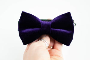 eggplant purple velvet bow tie