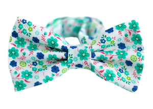 ditzy green white floral bow tie